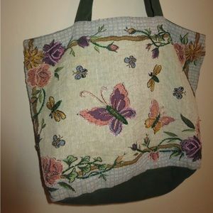 Vintage beaded butterfly tote